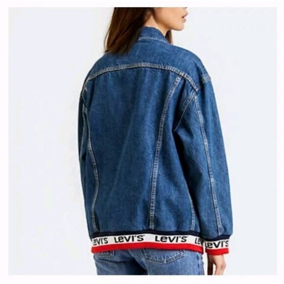 Levis Baggy Sport Tape Trucker Jean Jacket Womens Small Blue Denim - Picture 4 of 16